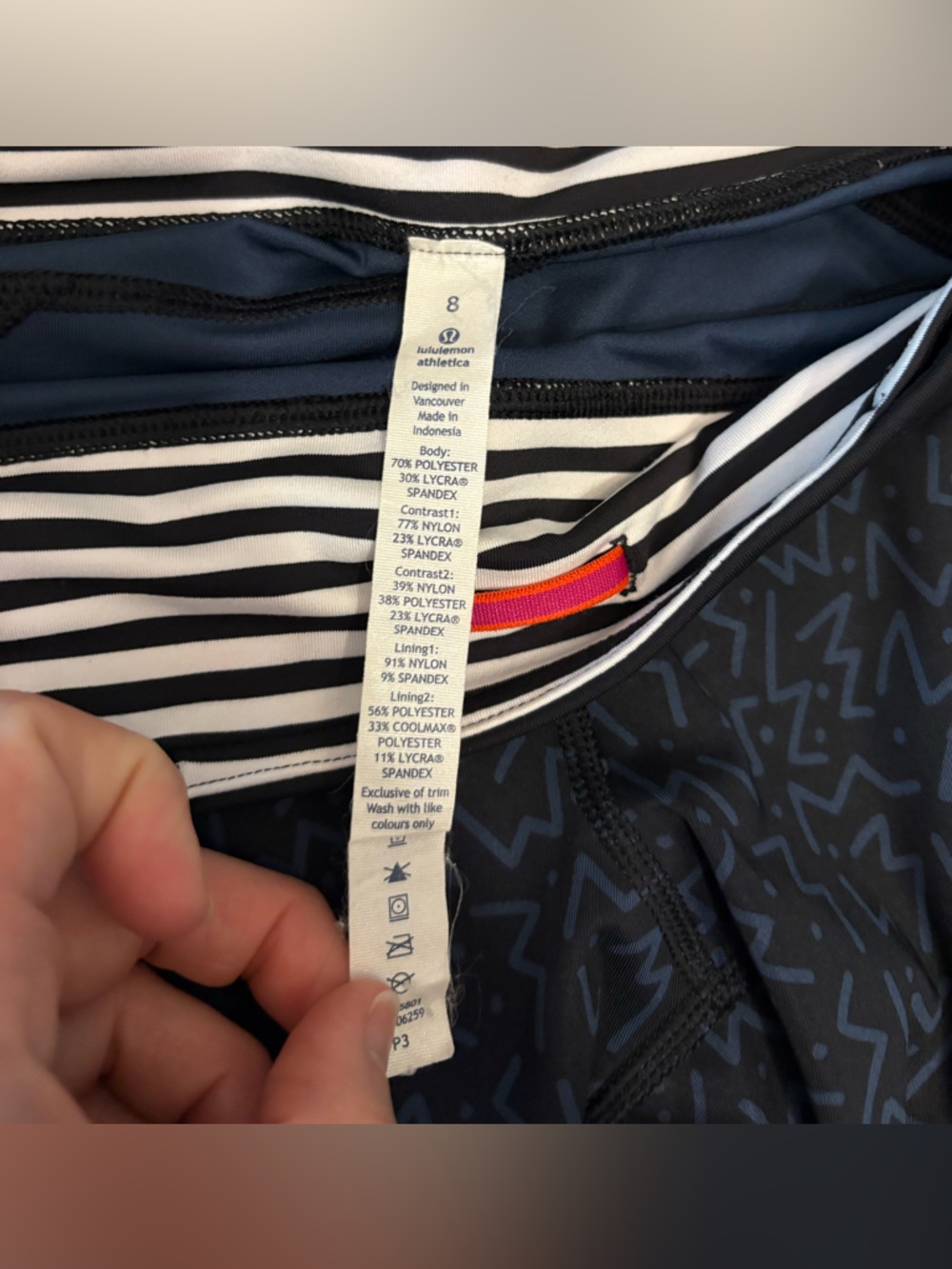 Seawheeze Lululemon What the Sport crop black/blue size 8 - Picture 3 of 5